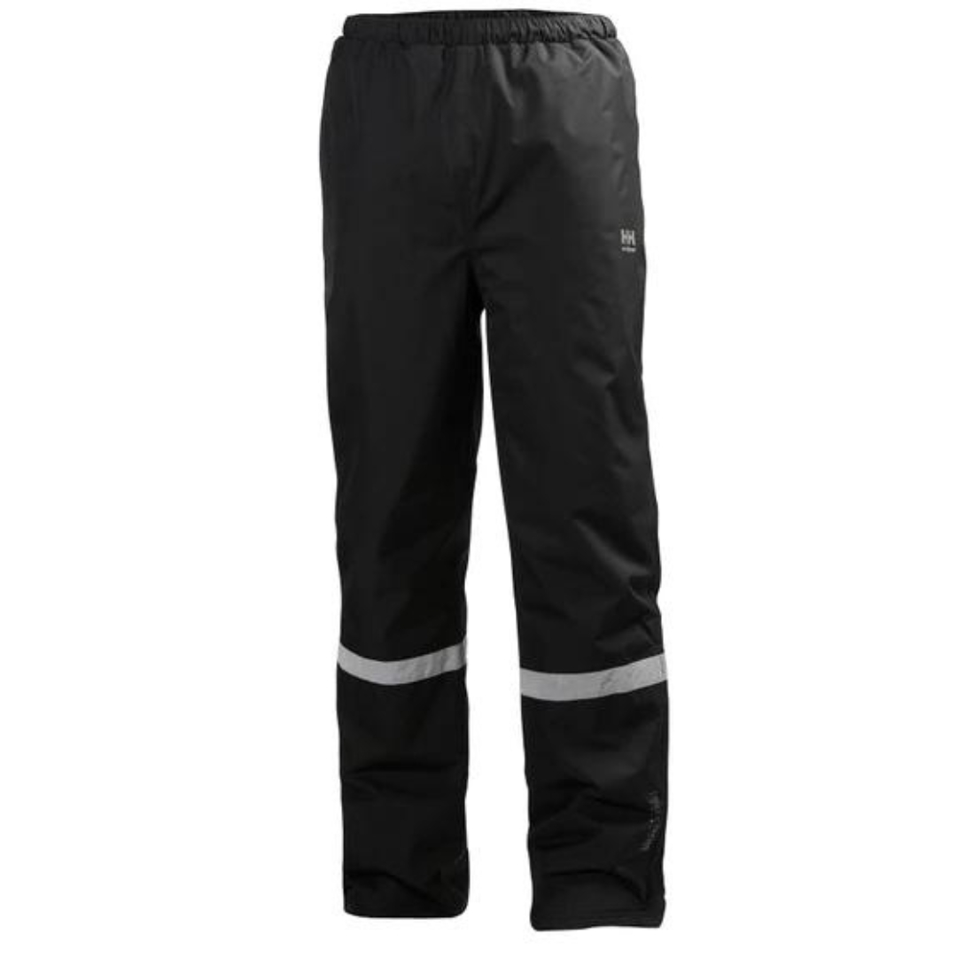 PANTALON DE TRAVAIL ISOLÉ HELLY HANSEN WORKWEAR MANCHESTER POUR HOMME COULEUR BLACK VU DU PANTALON NOIR À BANDES RÉFLÉCHISSANTES GRISES DE FACE