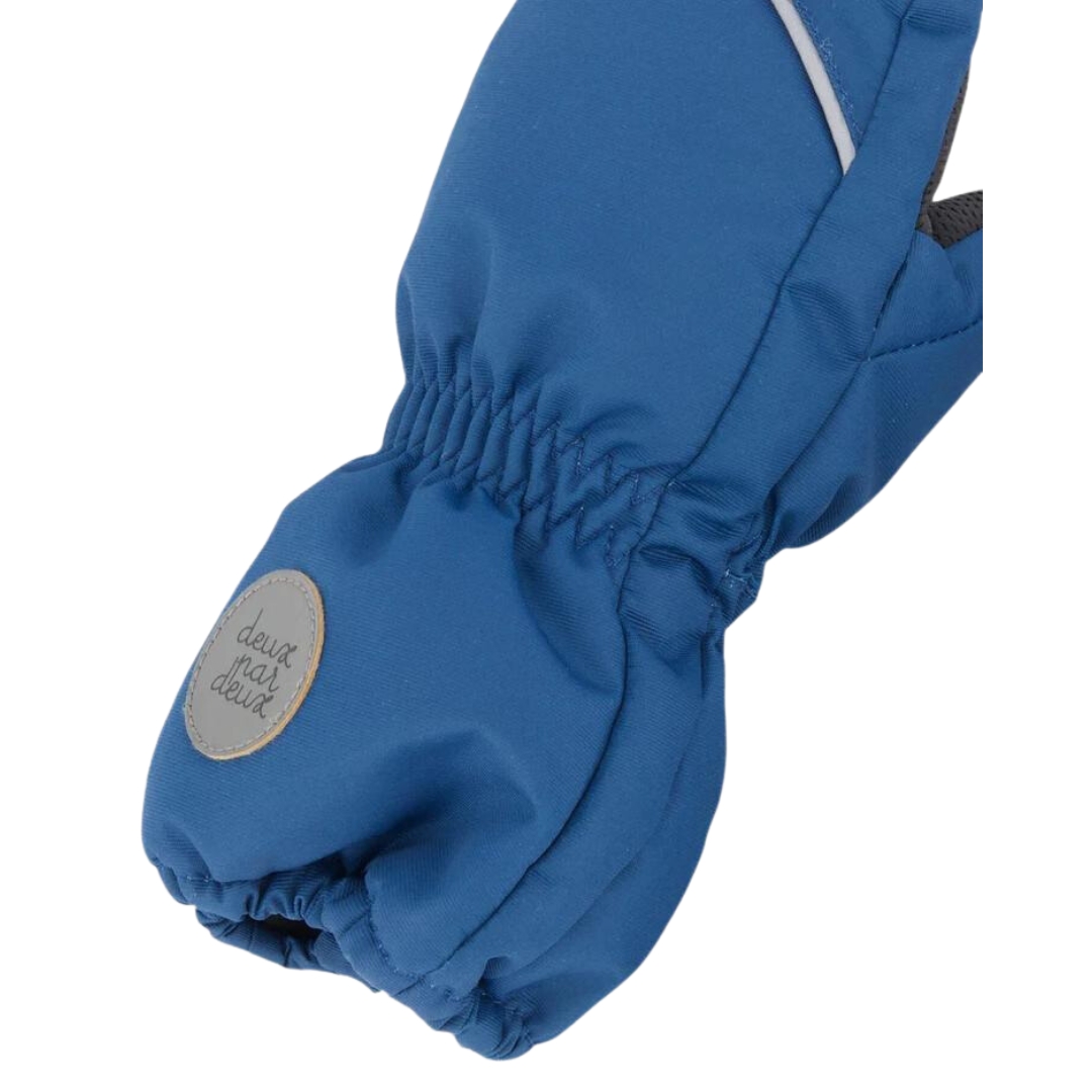 MITAINE DEUX PAR DEUX POUR ENFANT couleur majolica blue vu des mitaines bleues sarcelle en gros plan sur le poignet élastique