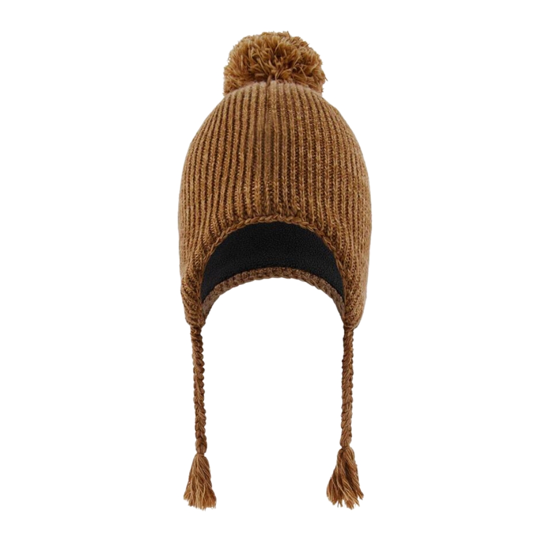 TUQUE PÉRUVIENNE EN TRICOT DEUX PAR DEUX POUR ENFANT couleur GLAZED GINGER vue de la tuque brun ocre pale de face