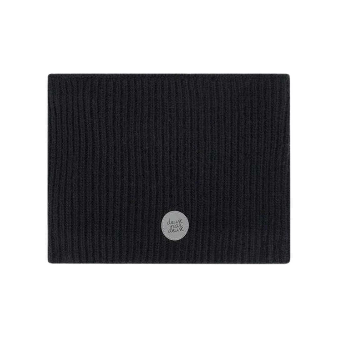 CACHE-COU EN TRICOT DEUX PAR DEUX POUR ENFANT couleur anthracite vu du cache-cou noir de face