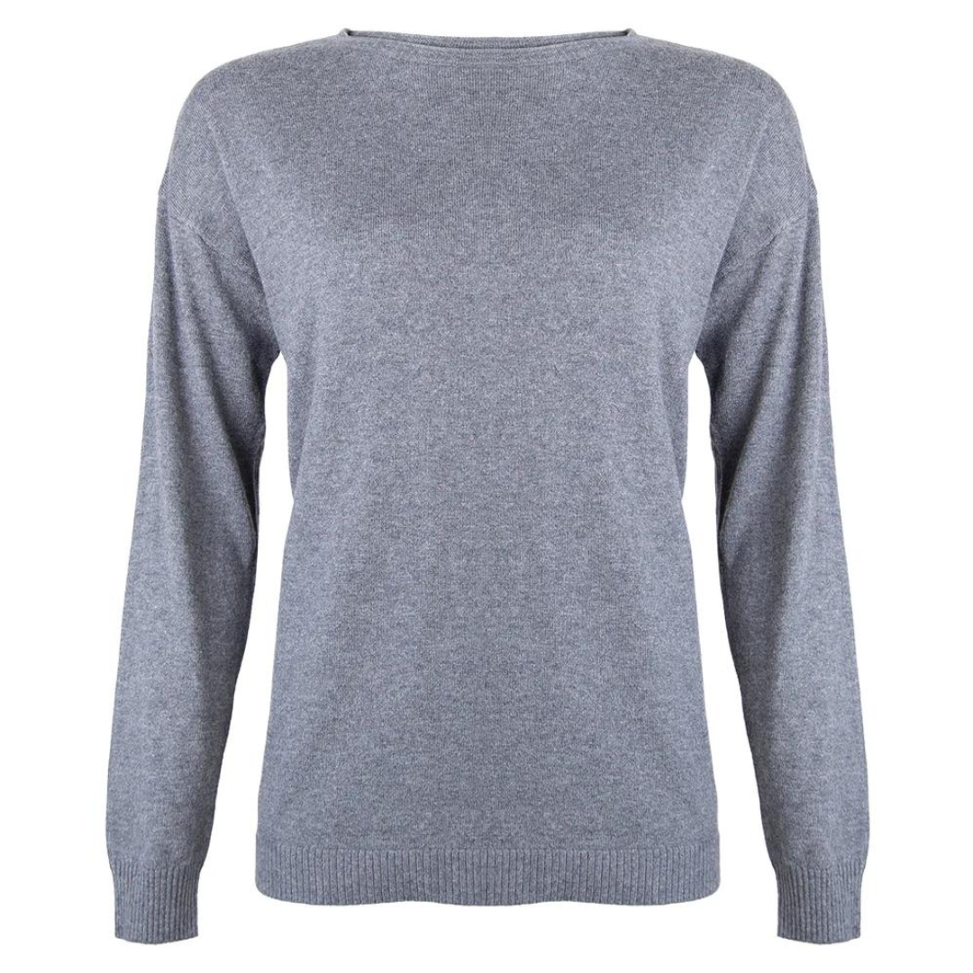 CHANDAIL À MANCHES LONGUES VISTA ALICE SWEATER POUR FEMME COULEUR CHARCOAL VU DU CHANDAIL GRIS DE FACE