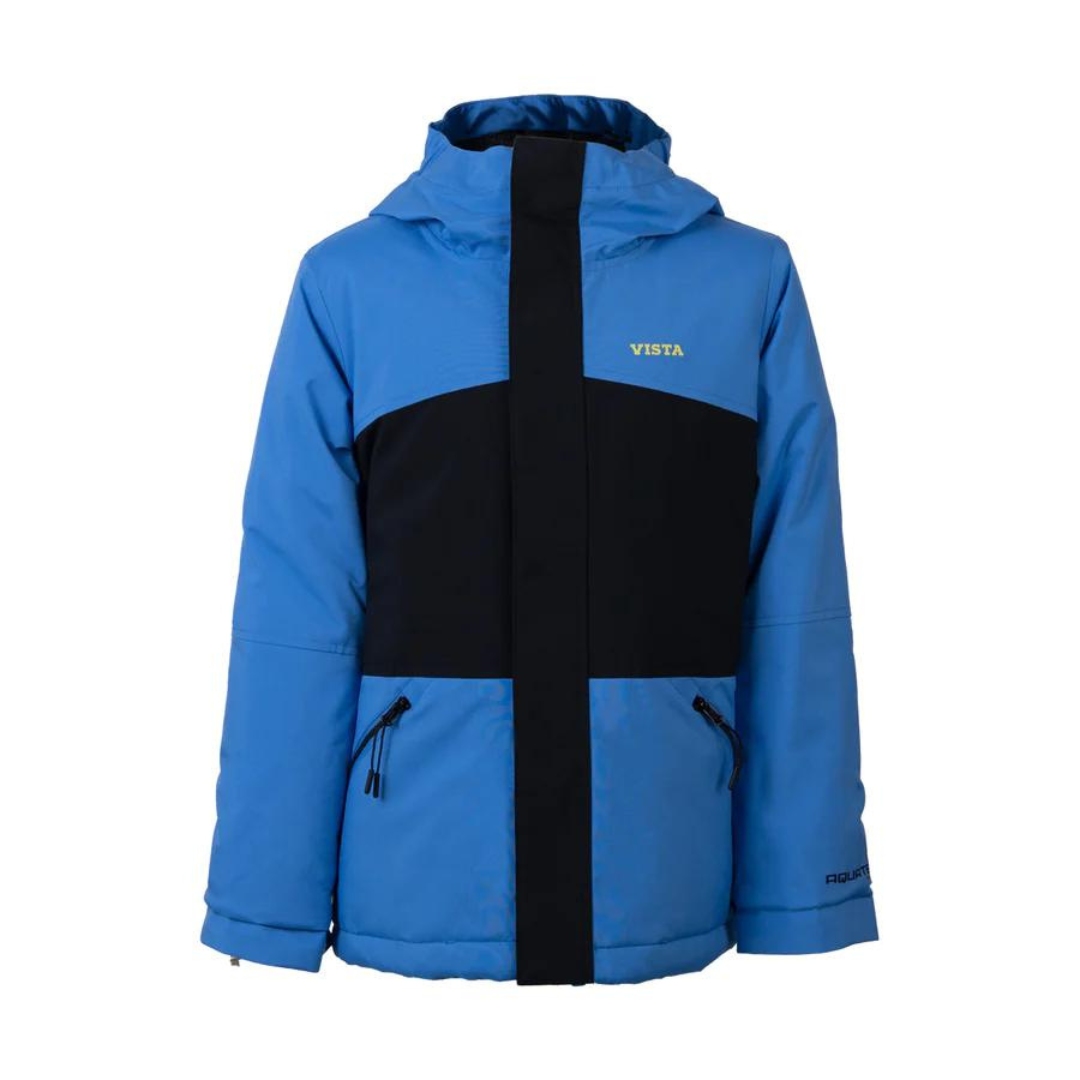 MANTEAU DE NEIGE VISTA EVAN POUR GARÇON COULEUR BLEU ROYAL VU DU MANTEAU BLEU ET NOIR DE FACE