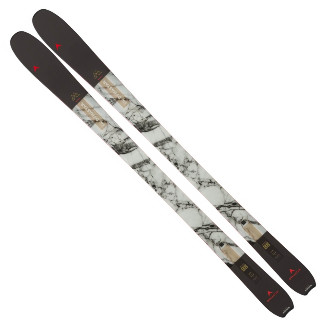 SKI ALPIN DYNASTAR M-CROSS 88 OPEN VUE DES SKIS NOIR, GRIS ET BEIGE DU DESSUS SANS FIXATION