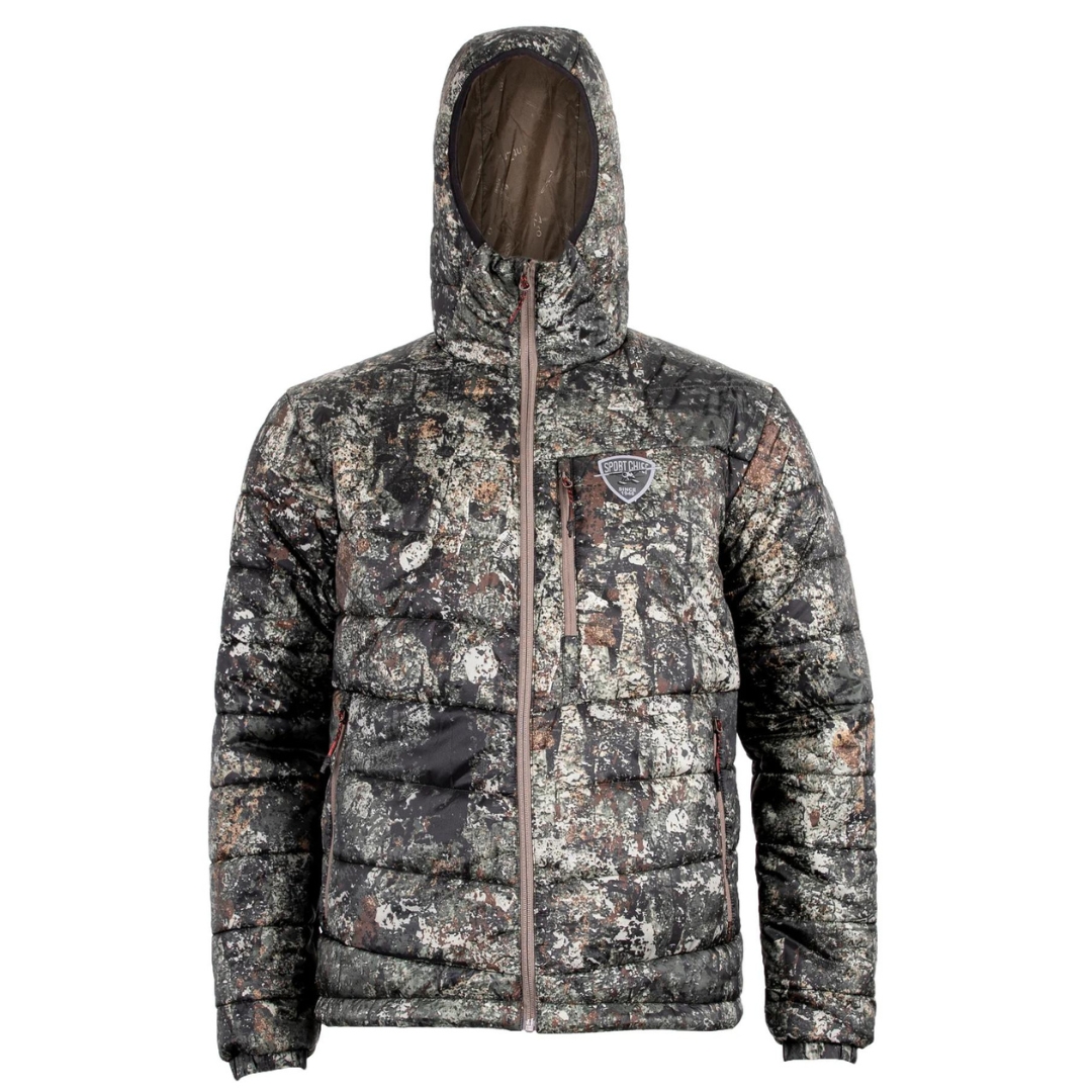 MANTEAU DE CHASSE SPORTCHIEF WILSON POUR HOMME COULEUR THE RIPPER VU DU MANTEAU À IMPRIMÉ CAMOUFLAGE TON DE TERRE VU DE FACE