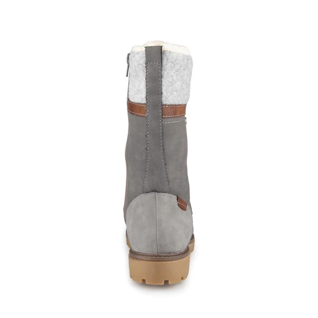 BOTTE D'HIVER ALBERTO RUIBARBO POUR FEMME couleur gris vue de la botte grise pale et brune de dos