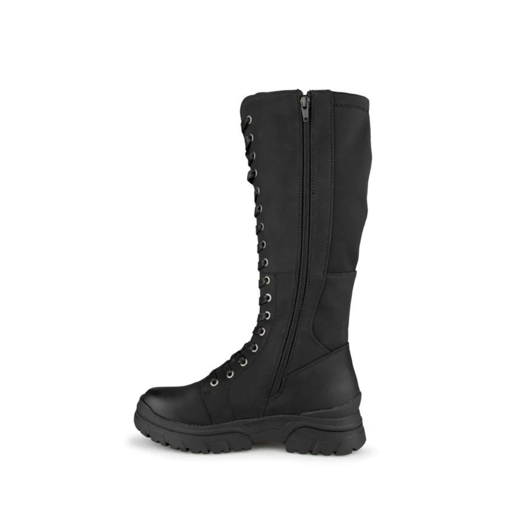 BOTTE LONGUE D'HIVER ALBERTO ASFOLHAS POUR FEMME couleur noir vue de la botte noire de profil gauche