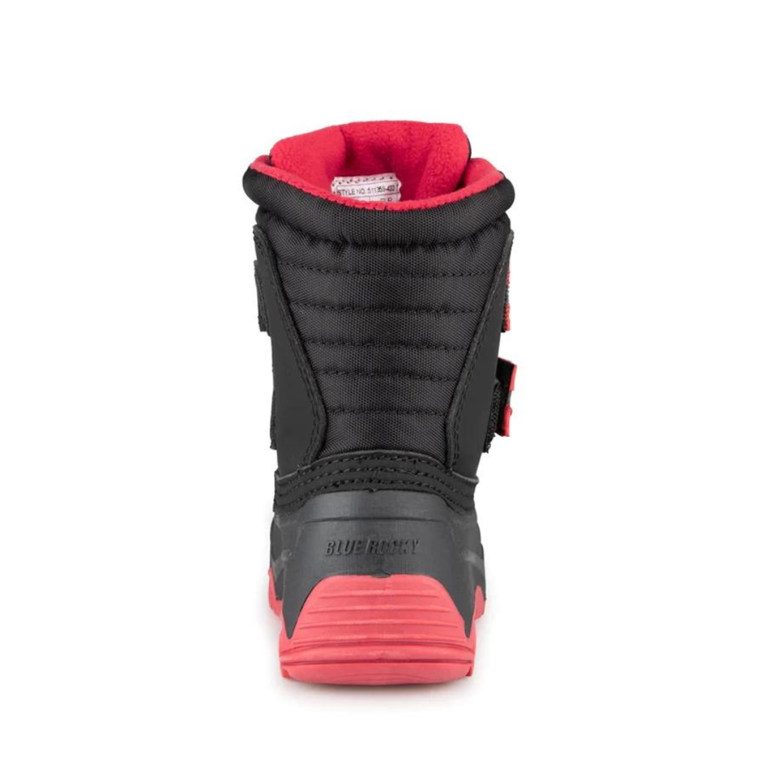 BOTTE D'HIVER BLUE ROCKY MATTERHORN POUR ENFANT (5 À 10) COULEUR NOIR/ROUGE VU DE LA BOTTE NOIRE AVEC DÉTAILS ROUGE DE DOS