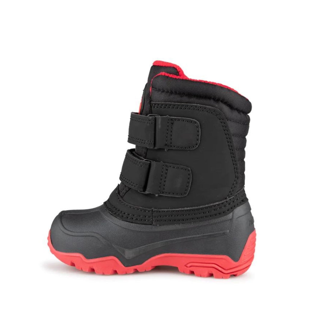 BOTTE D'HIVER BLUE ROCKY MATTERHORN POUR ENFANT (5 À 10) COULEUR NOIR/ROUGE VU DE LA BOTTE NOIRE AVEC DÉTAILS ROUGE DE PROFIL GAUCHE