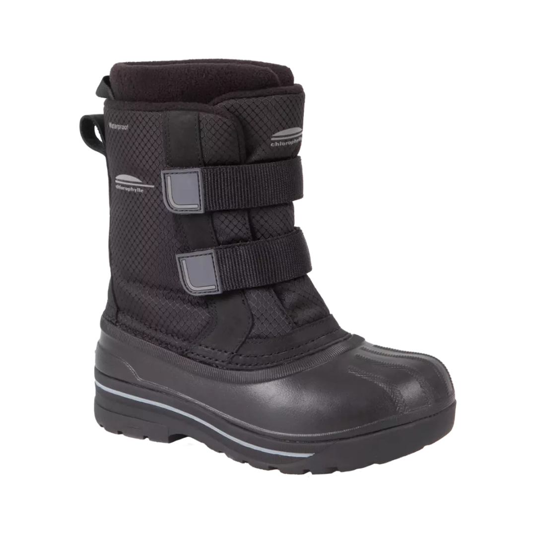 BOTTE D'HIVER CHLOROPHYLLE ALTAIS POUR JUNIOR couleur noir vu de la botte noire et grise de profil avant droit