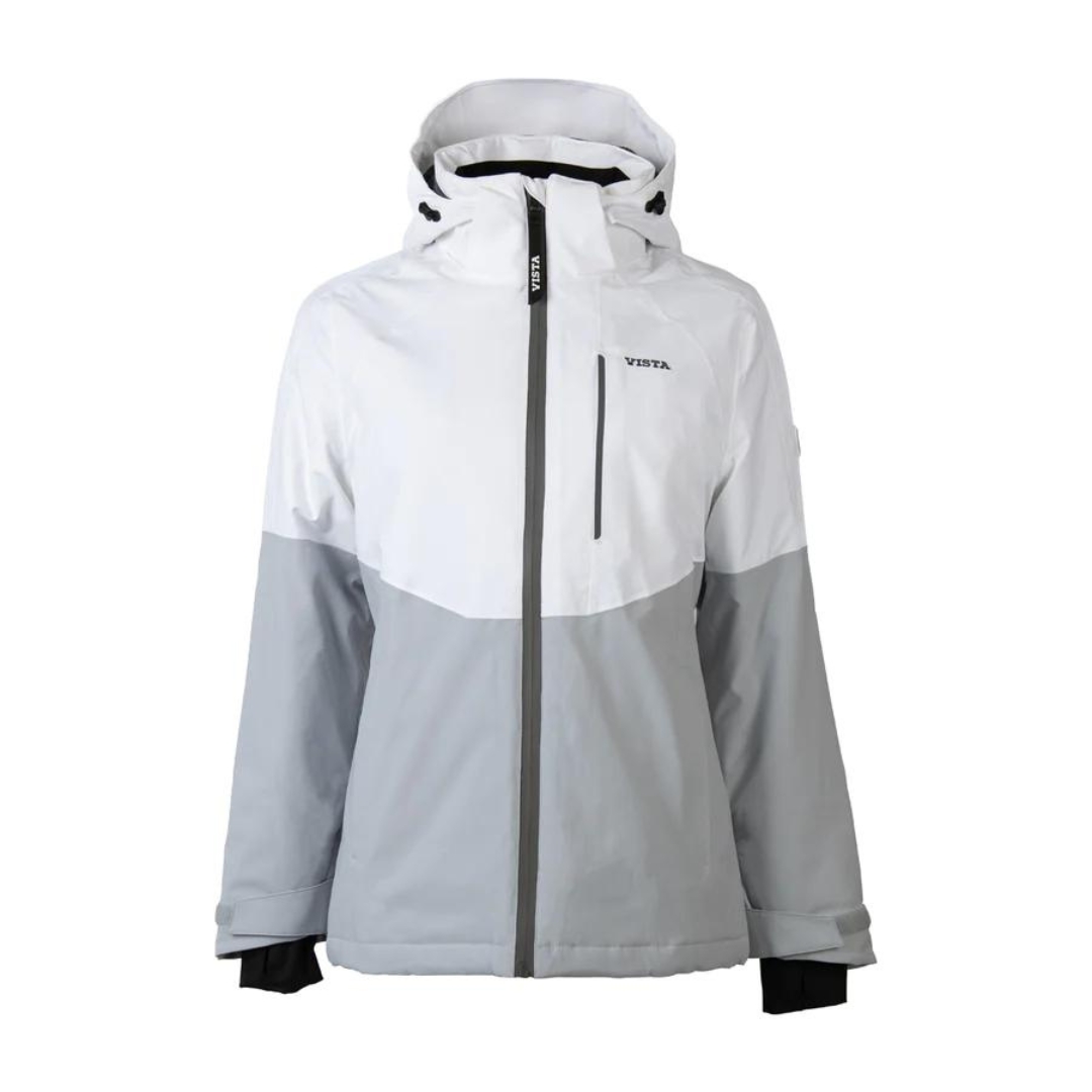 MANTEAU D'HIVER ISOLÉ VISTA DELIA POUR FEMME couleur blanc vu du manteau blanc et gris pale de face