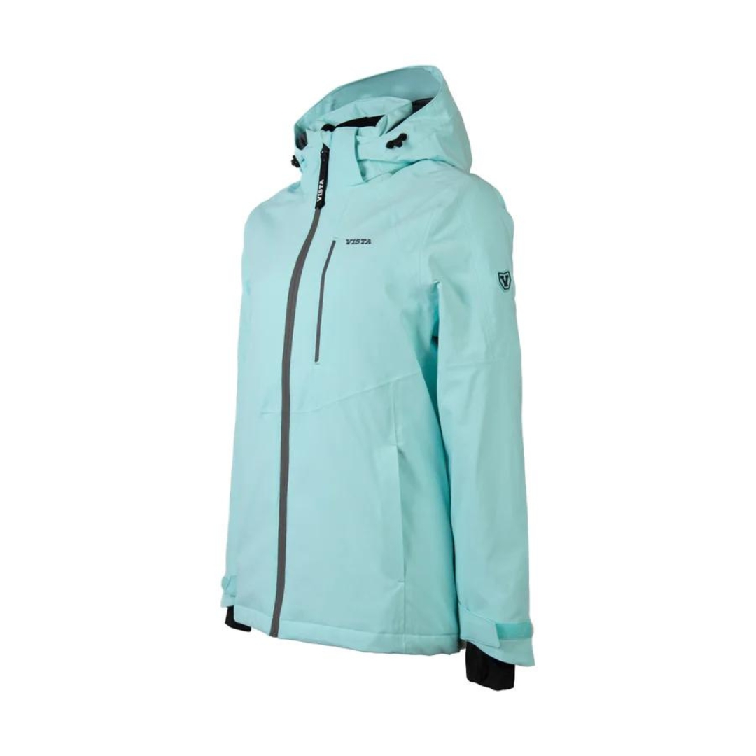 MANTEAU D'HIVER ISOLÉ VISTA DELIA POUR FEMME couleur turquoise vu du manteau turquoise pale de profil avant gauche