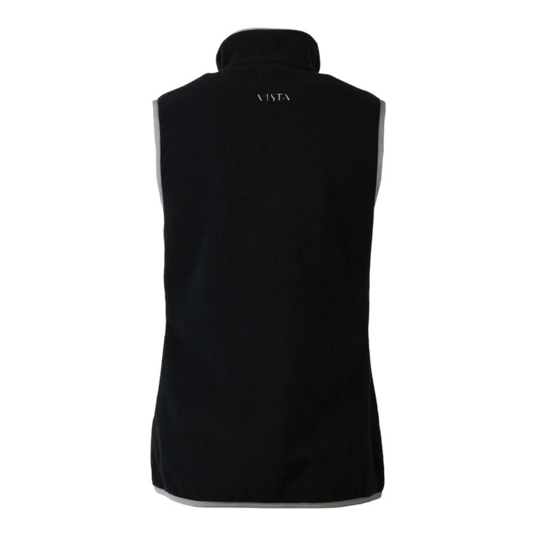 VESTE SANS MANCHE EN LAINE POLAIRE VISTA NIKKI POUR FEMME couleur noir vu de la veste noire et grise et rose de dos