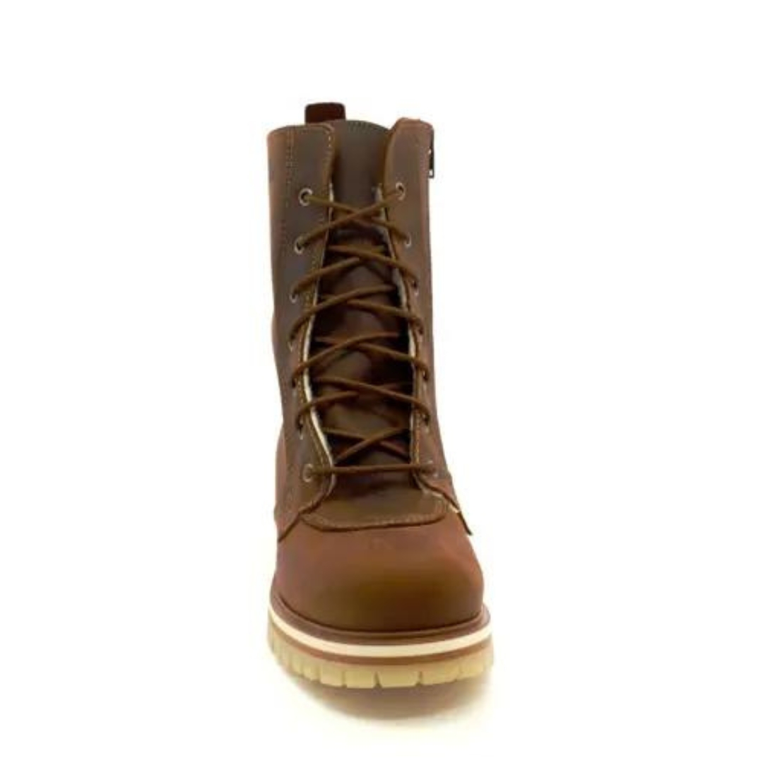 BOTTE D'HIVER SAUTE MOUTON LISETTE POUR FEMME couleur tan vu de la botte brune de face