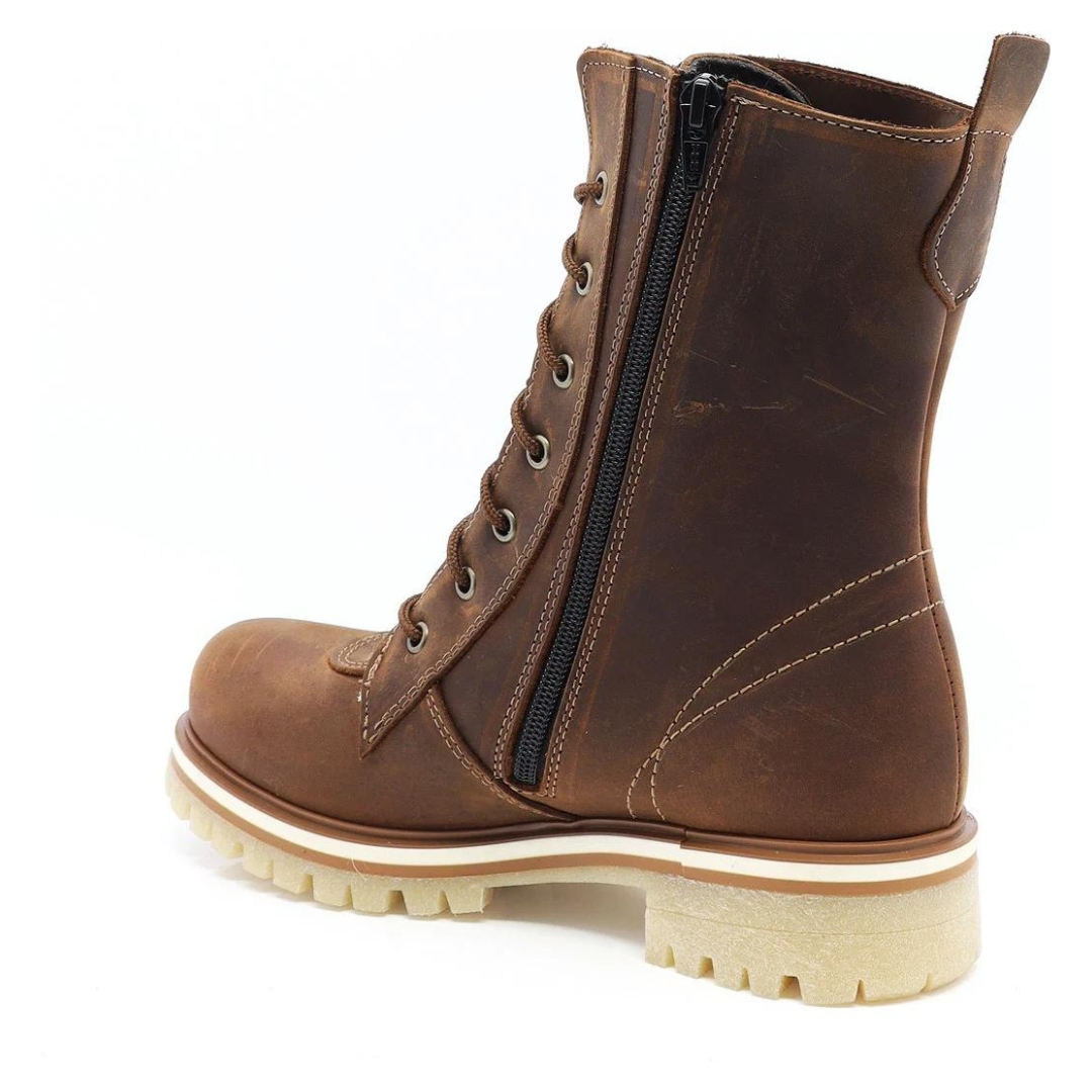 BOTTE D'HIVER SAUTE MOUTON LISETTE POUR FEMME couleur tan vu de la botte brune de profil arriere gauche