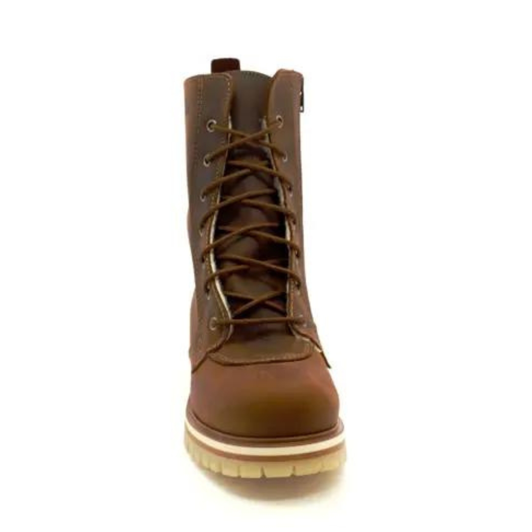 BOTTE D'HIVER SAUTE MOUTON LISETTE POUR FEMME couleur tan vu de la botte brune de face