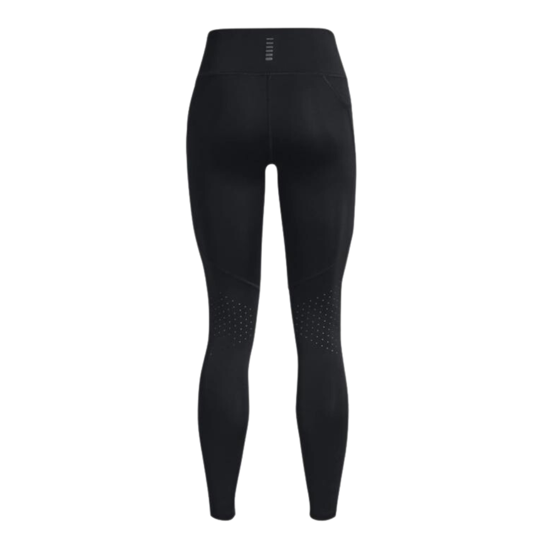 LEGGING LONG UNDER ARMOUR UA FLY FAST 3.0 POUR FEMME couleur 001-BLACK/BLACK/REFLECTIVE vu du leggin noir de dos