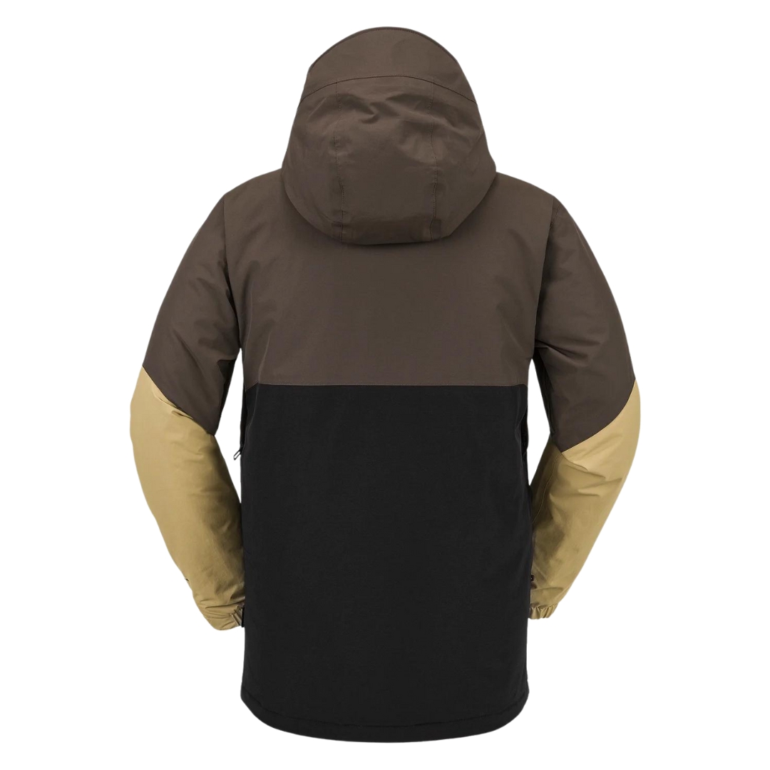 MANTEAU DE SKI EN GORETEX VOLCOM L POUR HOMME couleur brn-brown vu du manteau brun, noir et beige de dos