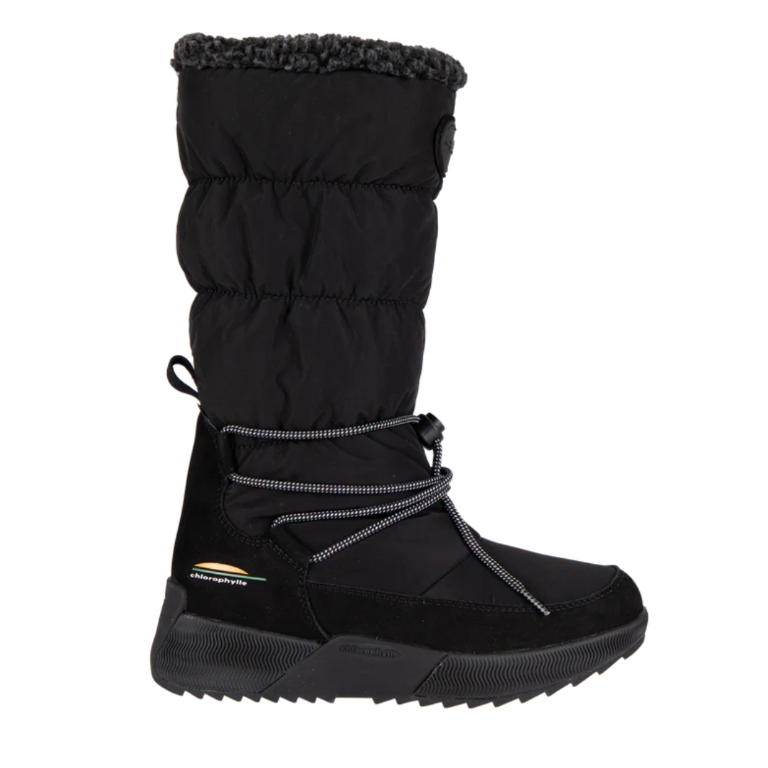 BOTTE D'HIVER CHLOROPHYLLE ABIGAIL POUR FEMME couleur noir vue de la botte noire de profil droit