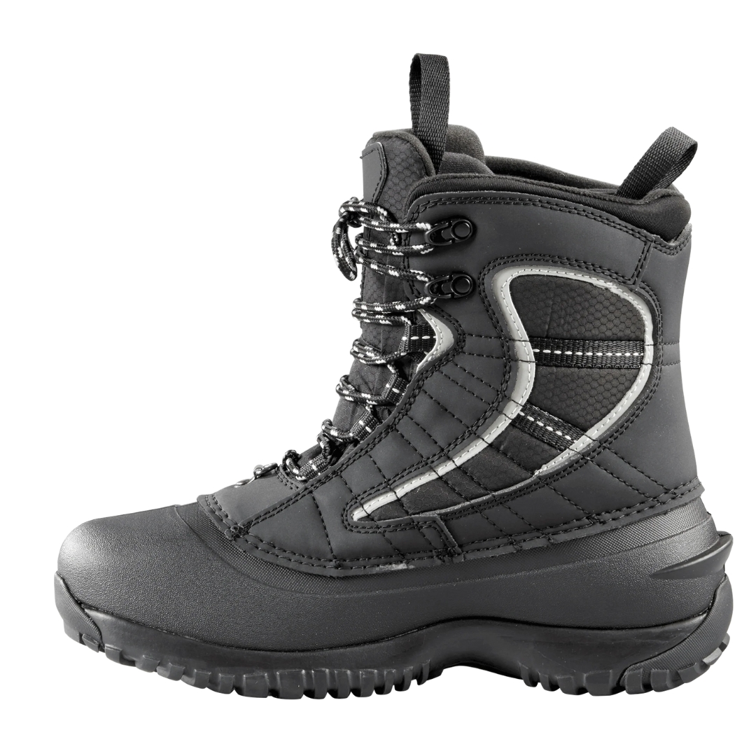 BOTTE D'HIVER IMPERMÉABLE BAFFIN SAGE POUR FEMME couleur black vu de la botte noire avec détails gris de profil gauche