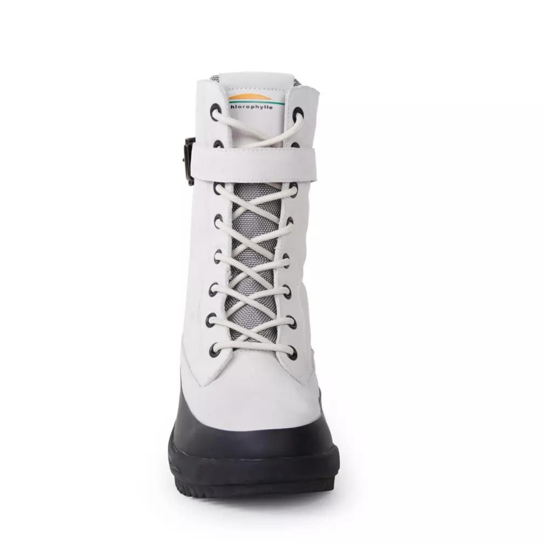 BOTTE D'HIVER CHLOROPHYLLE AUBREE POUR FEMME COULEUR GRIS VUE DE LA BOTTE GRISE TRÈS PALE ET NOIRE DE FACE