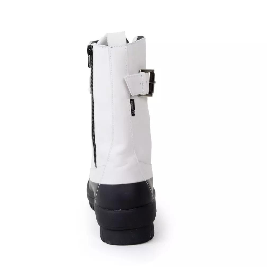 BOTTE D'HIVER CHLOROPHYLLE AUBREE POUR FEMME COULEUR GRIS VUE DE LA BOTTE GRISE TRÈS PALE ET NOIRE DE DOS