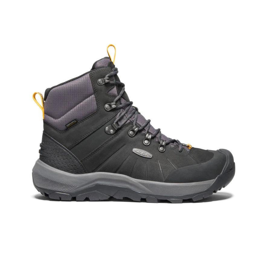 BOTTE D'HIVER IMPERMÉABLE KEEN REVEL IV MID POLAR POUR HOMME couleur black/magnet vue de la botte nouire grise et mauve grisâtre de profil droit