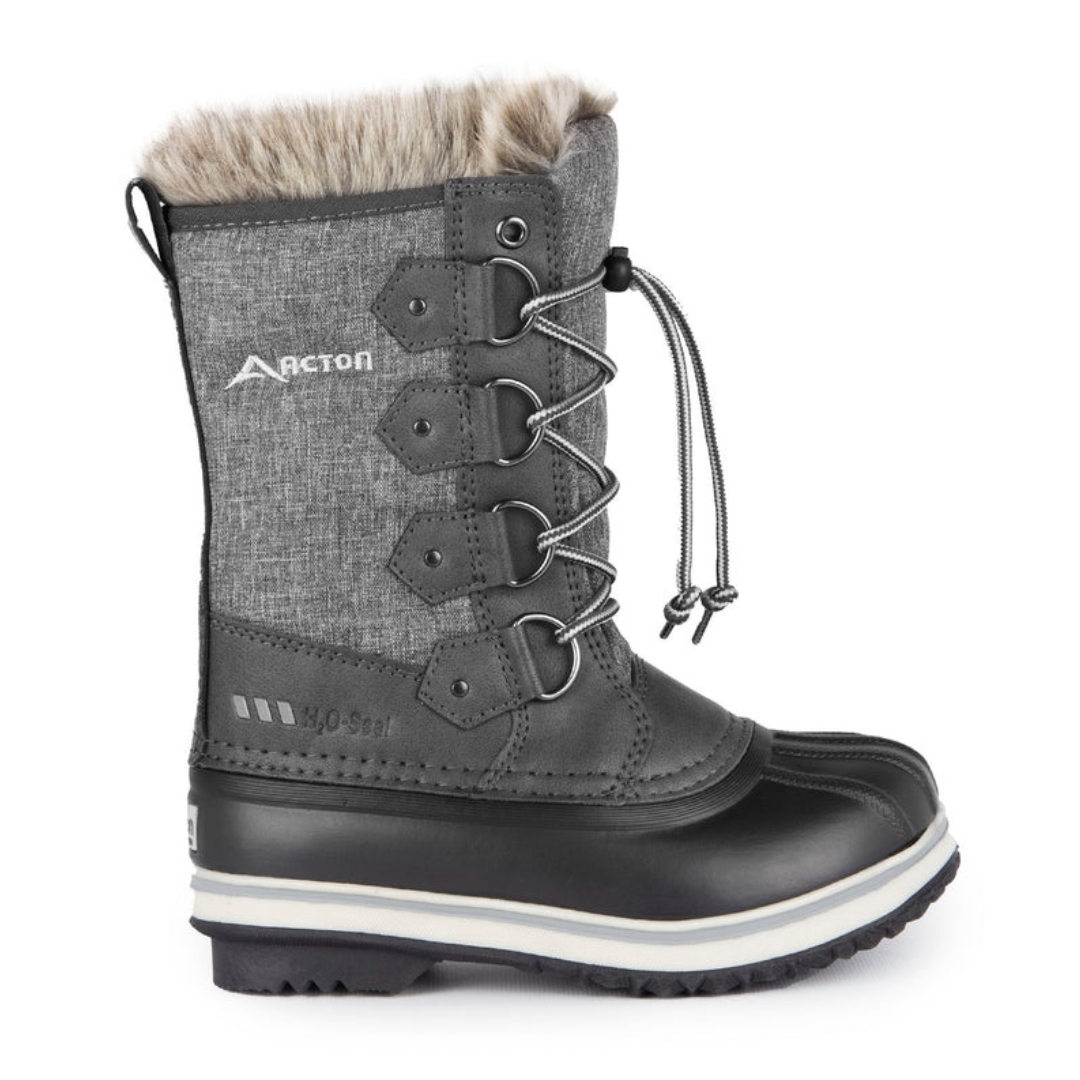 BOTTE D'HIVER ACTON CORTINA POUR JUNIOR couleur J82-GRIS vue de la botte grise et noire de profil droit