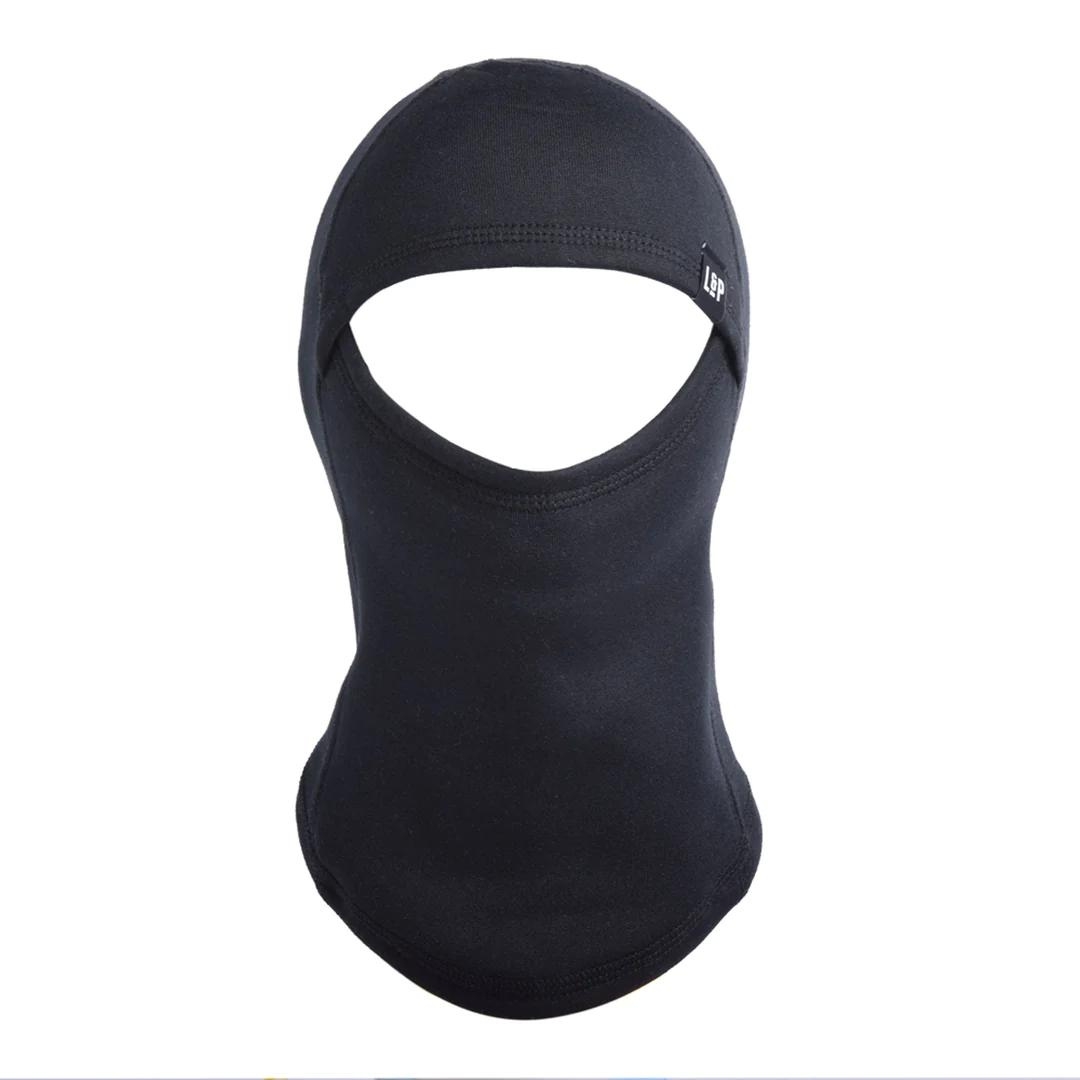 CAGOULE D’HIVER L&P XTREME DAYS DOUBLÉE EN POLAR MINCE POUR ENFANT couleur noire vue de la cagoule noire de face