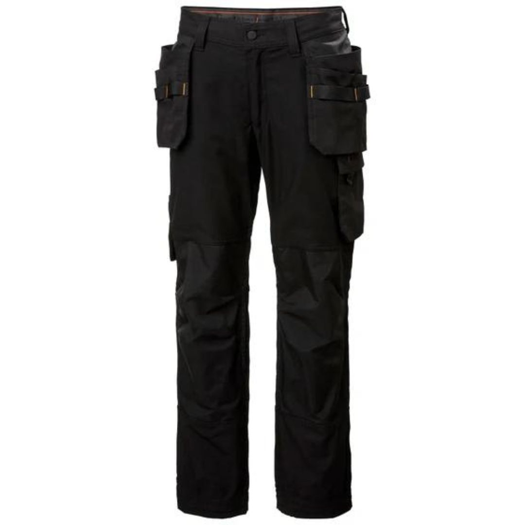 PANTALON DE TRAVAIL HELLY HANSEN WORKWEAR OXFORD LINED CONSTRUCTION POUR HOMME COULEUR BLACK VU DU PANTALON NOIR DE FACE