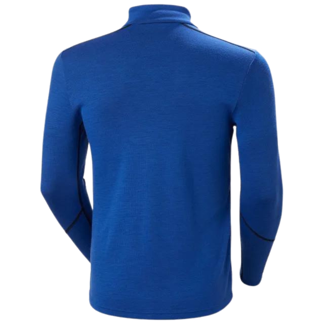 HAUT COUCHE DE BASE HELLY HANSEN LIFA MERINO MIDWEIGHT 1/2 ZIP POUR HOMME couleur cobalt 2.0 vu du chandail à manches longues de couleur bleu royal de dos