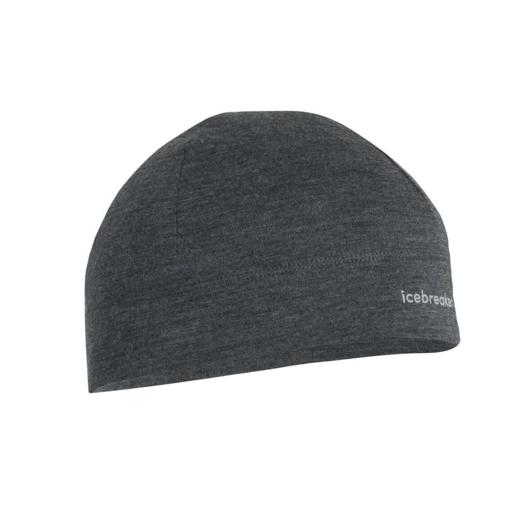 TUQUE EN MÉRINO ICEBREAKER 200 OASIS POUR ADULTE couleur 002-JET HEATHER vue de la tuque grise foncée chinée de profil droit