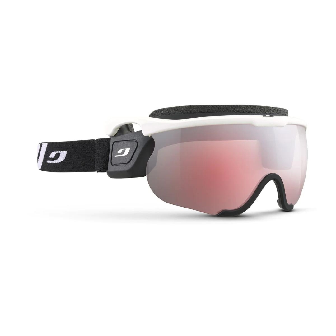 LUNETTE DE SKI DE FOND JULBO SNIPER EVO M couleurWHITE BLACK SPECT vue de la lunette blanche et noire de profil avant droit