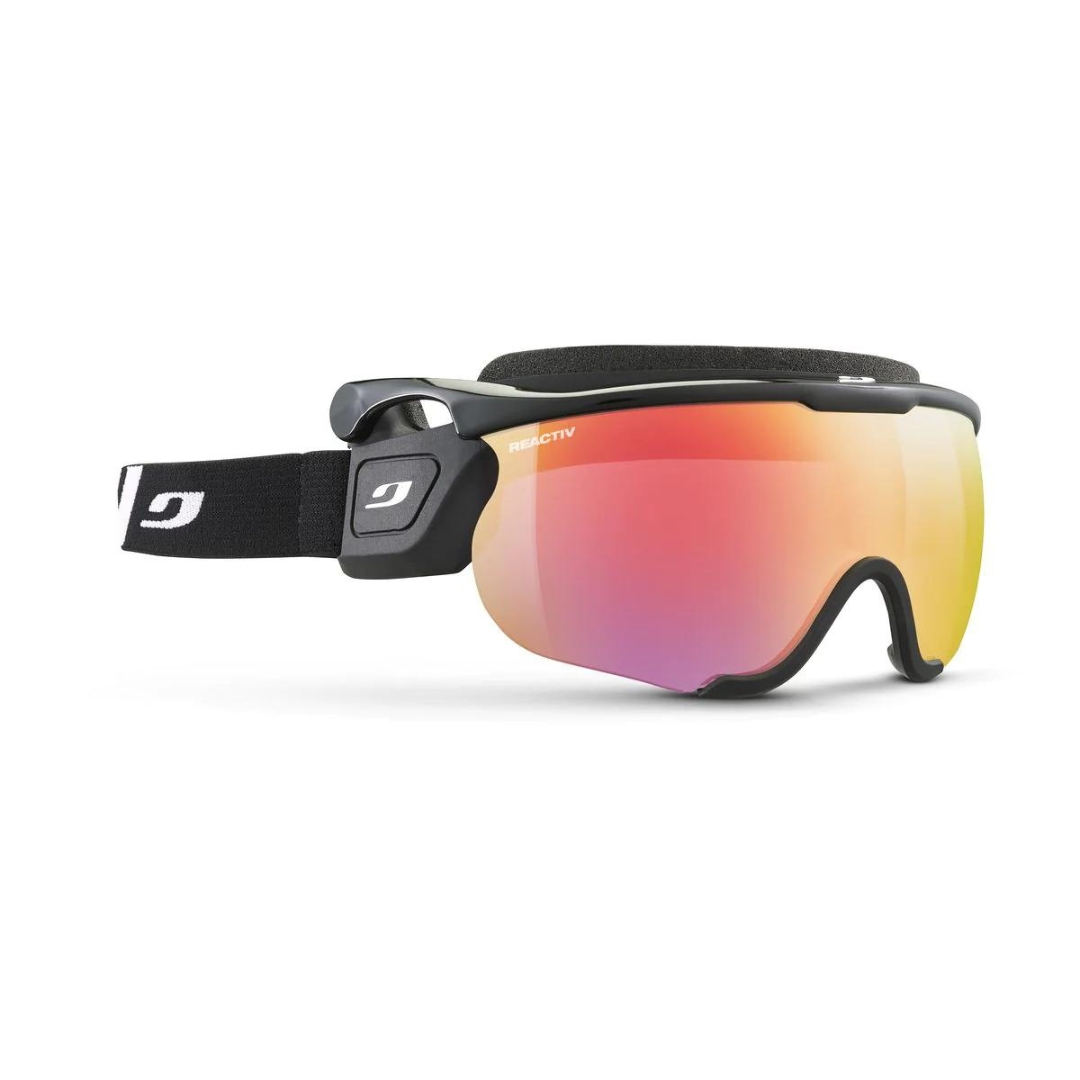 LUNETTE DE SKI DE FOND JULBO SNIPER EVO m couleur BLACK WHITE PERF vue de la lunette noire de profil avant droit