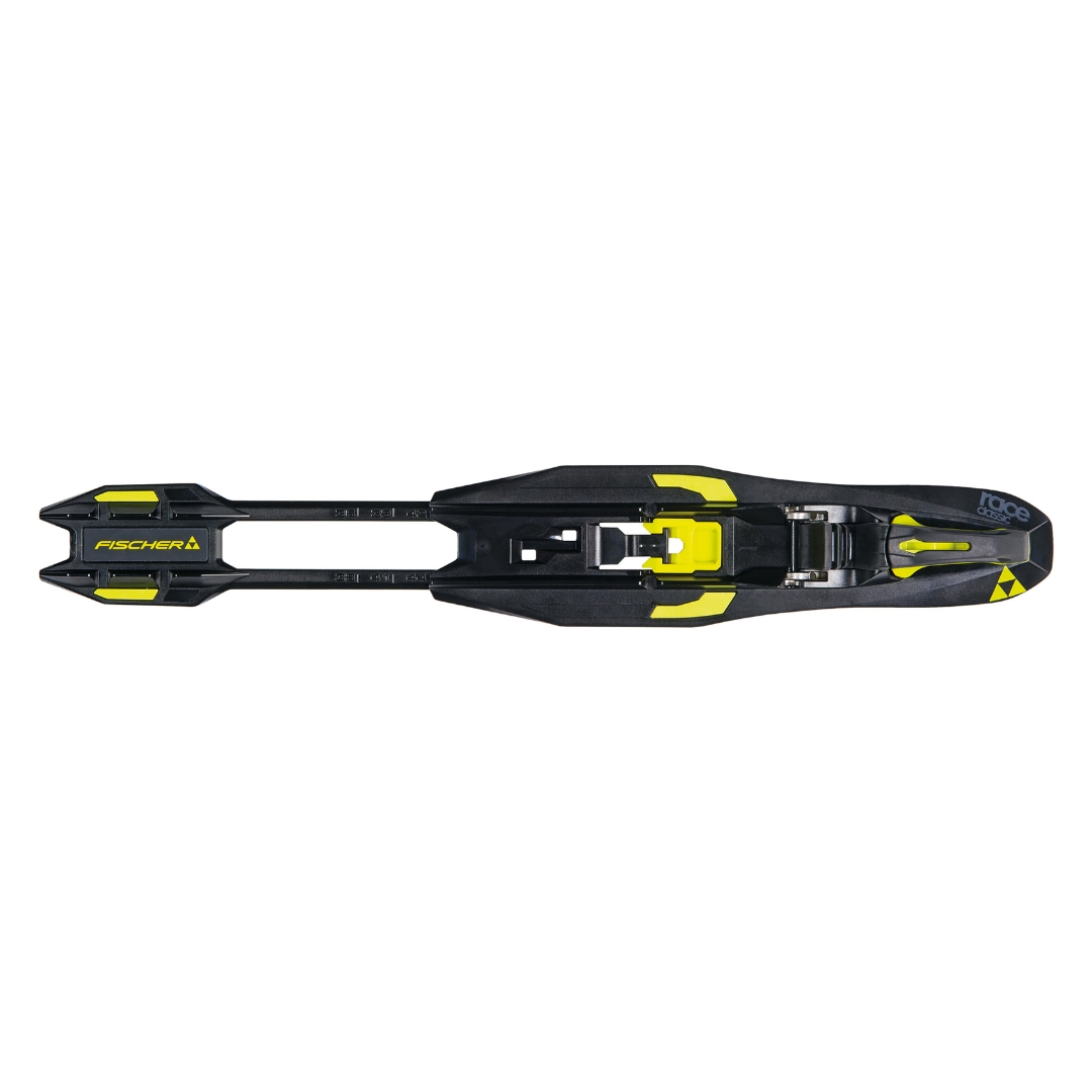 FIXATION DE SKI DE FOND FISCHER XC RACE CLASSIC IFP COULEU BLACK/YELLOW VU DE LA FIXATION NOIRE ET JAUNE DU DESSUS