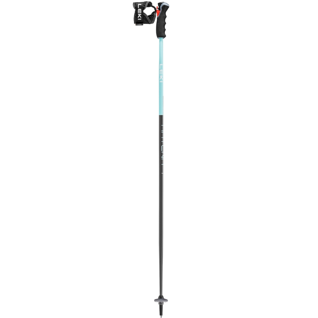 BÂTON DE SKI ALPIN LEKI ARTENA AIRFOIL 3D POUR FEMME COULEUR ANTHRACITE/TURQUOISE VU DU BÂTON GRIS FONCÉ ET BLEU TURQUOISE