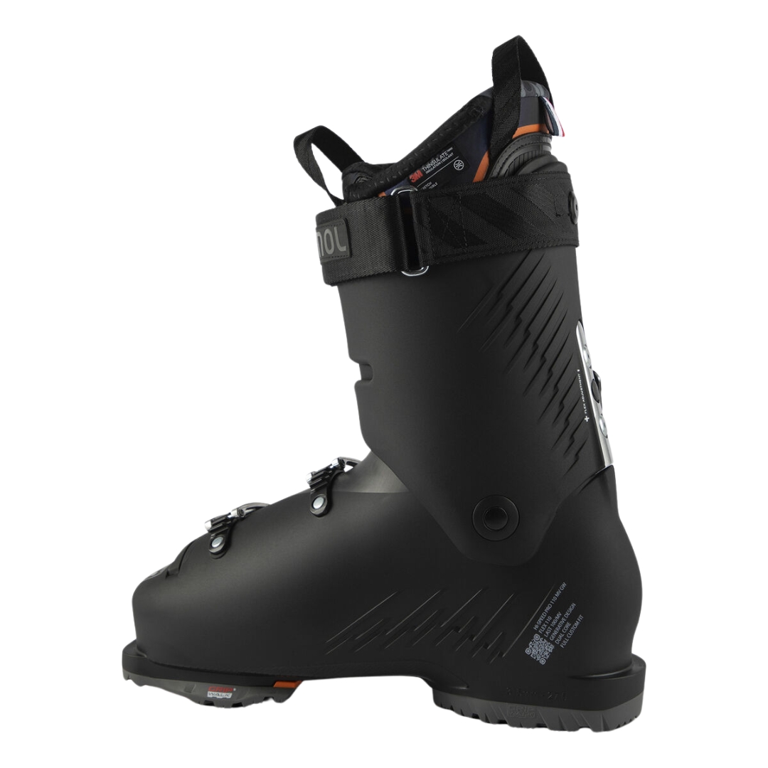 BOTTE DE SKI ALPIN ROSSIGNOL HI-SPEED PRO 110 MV GW POUR HOMME couleur black/orange vue de la botte noire et orange de profil gauche