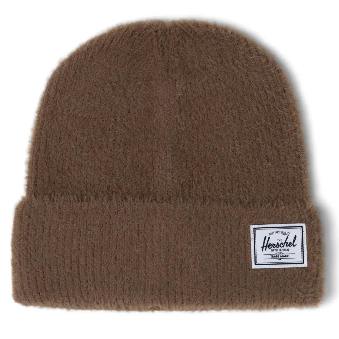 TUQUE HERSCHLE POLSON FAUX MOHAIR POUR ADULTE COULEUR FAUN VUE DE LA TUQUE BRUNE DE FACE