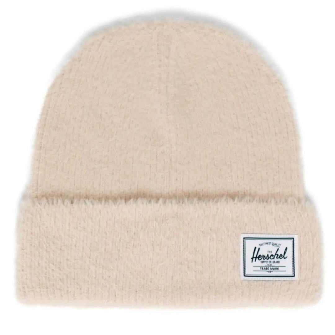 TUQUE HERSCHLE POLSON FAUX MOHAIR POUR ADULTE COULEUR WHITECAP GRAY VUE DE LA TUQUE BLANCHE CASSÉE DE FACE