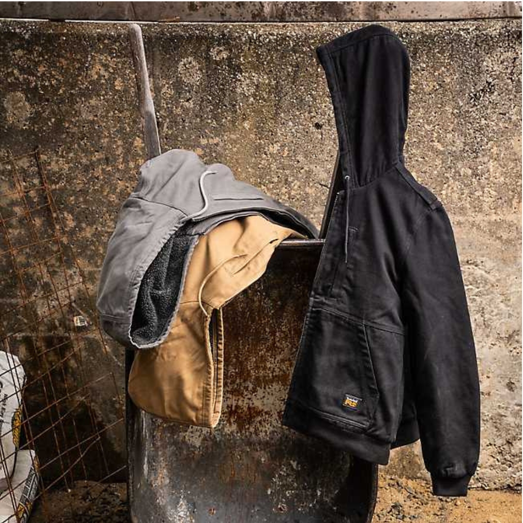 veste en toile à capuchon timberland Pro gritman pour homme les 2 variations de couleurs représentées