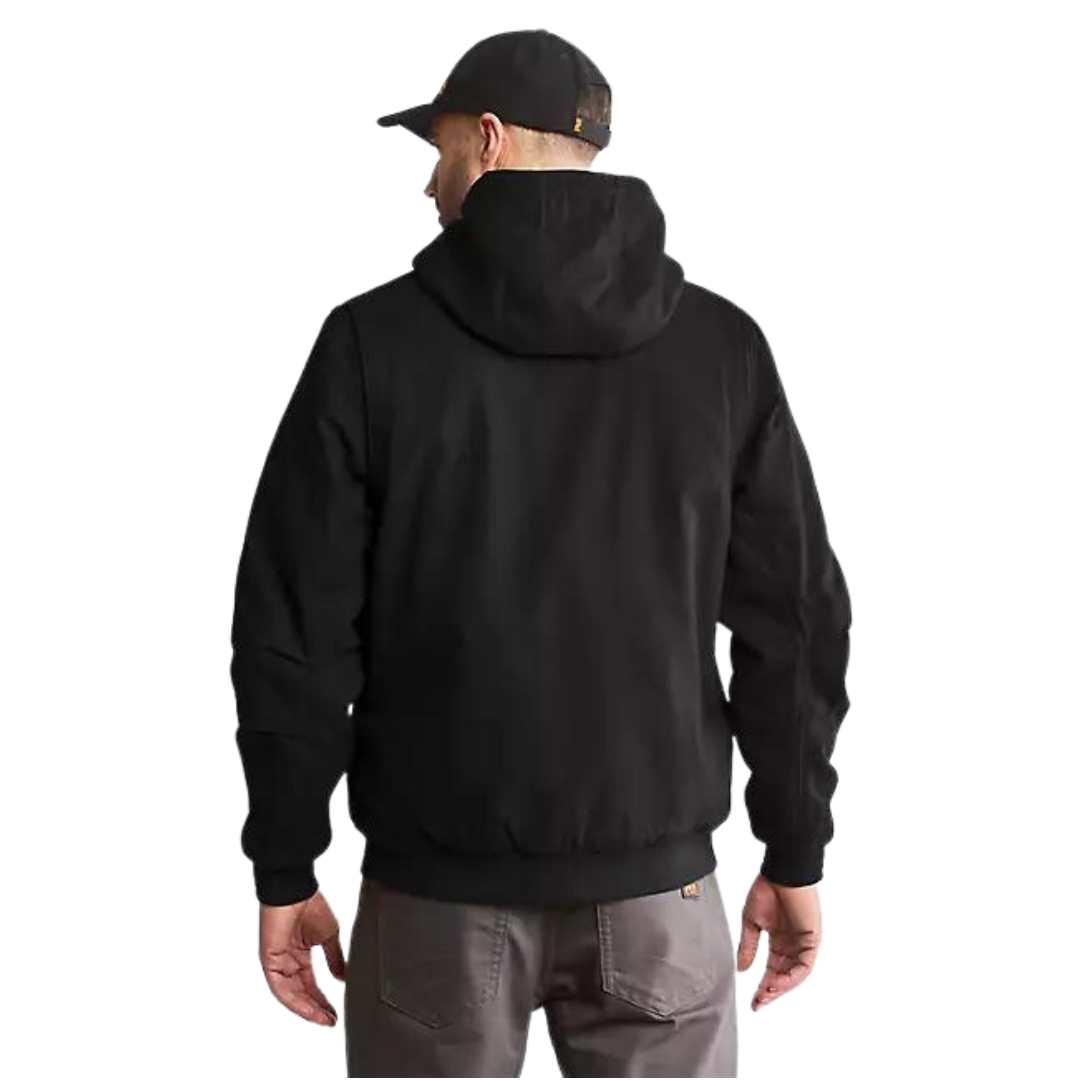 veste en toile à capuchon timberland Pro gritman pour homme couleur black vu de la veste noire portée par un homme vu de la tête aux cuisses de dos