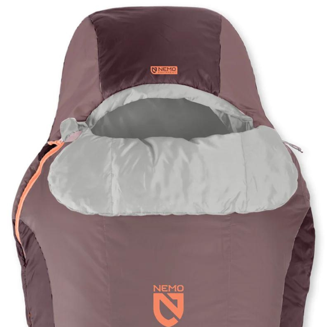 SAC DE COUCHAGE NEMO EQUIPMENT TEMPO 35°F/2°C RÉGULIER POUR FEMME vu sur la tete du sac de couchage