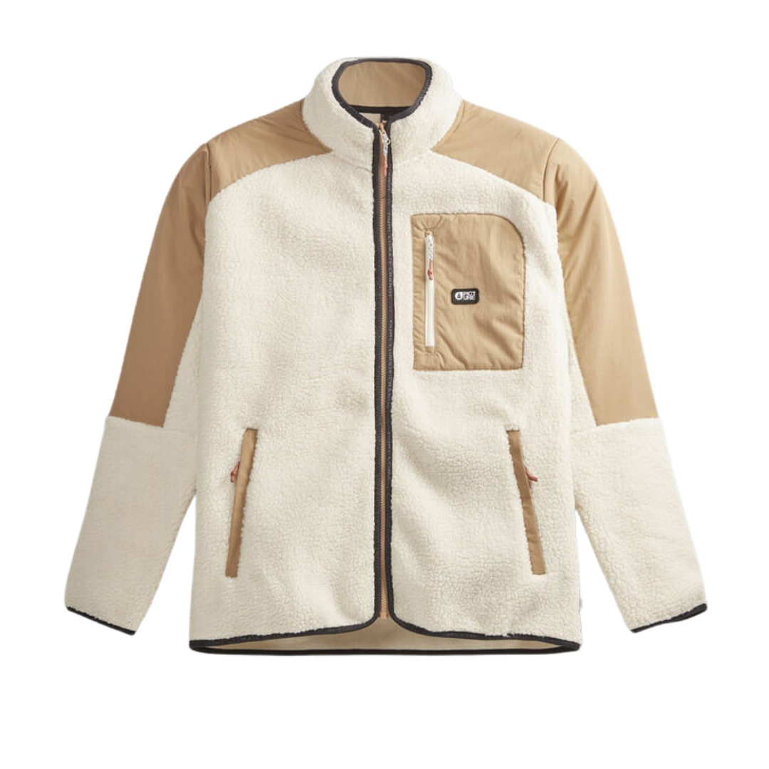 VESTE POLAIRE PICTURE QUILCHENA ZIP POUR HOMME COULEUR TOFU/TANNIN VUE DE LA VESTE BEIGE ET CRÈME DE FACE