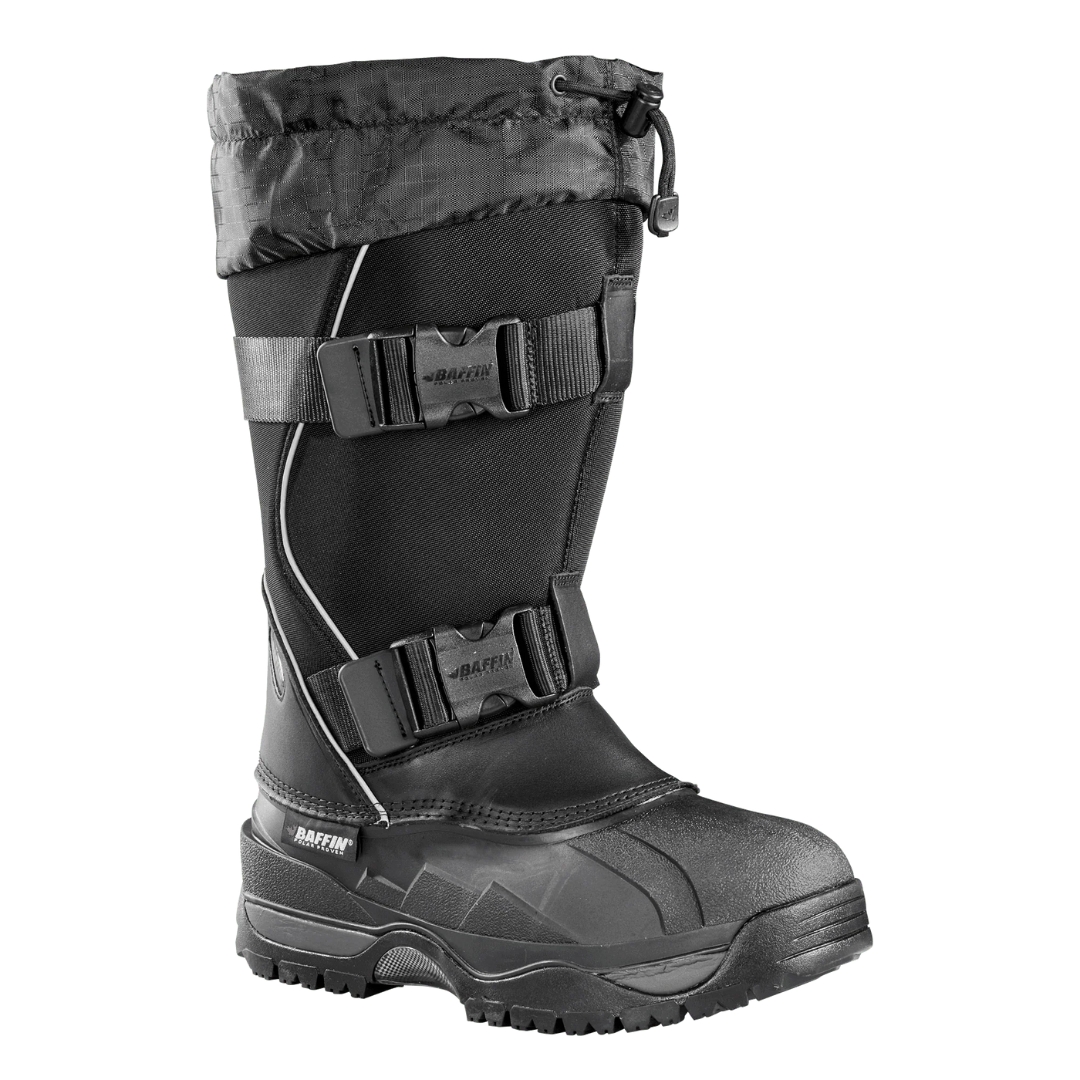 BOTTE D'HIVER IMPERMÉABLE BAFFIN IMPACT POUR HOMME couleur noir vue de la botte noire à détails réfléchissants de profil avant droit