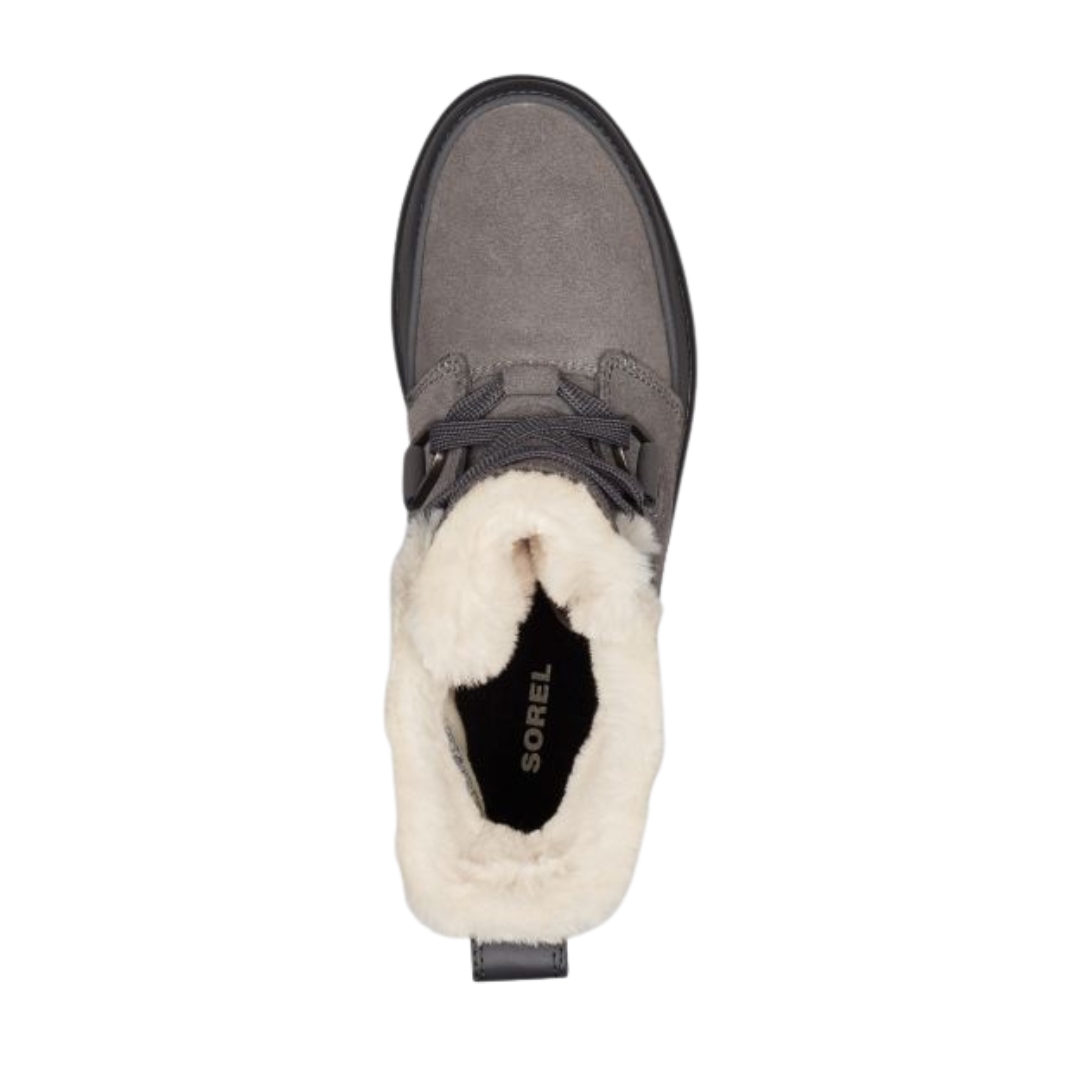 BOTTE D'HIVER IMPERMÉABLE SOREL TIVOLI IV POUR FEMME couleur 052-QUARRY vue de la botte grise foncé, grise et brune du dessus