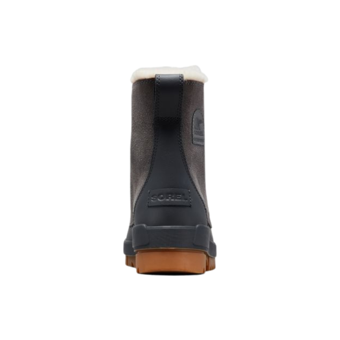 BOTTE D'HIVER IMPERMÉABLE SOREL TIVOLI IV POUR FEMME couleur 052-QUARRY vue de la botte grise foncé, grise et brune de dos