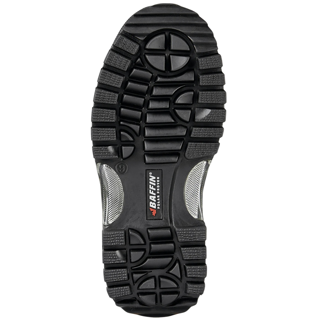 BOTTE D'HIVER IMPERMÉABLE BAFFIN TUNDRA POUR HOMME couleur noir vue de la botte noire à détails réfléchissants vue sur la semelle d'usure