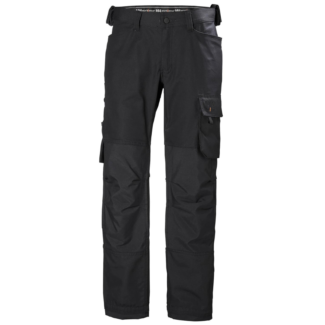 PANTALON DE TRAVAIL HELLY HANSEN OXFORD POUR HOMME COULEUR BLACK VU DE FACE POCHES À MAIN ET CARGO À LA CUISSE VISIBLE