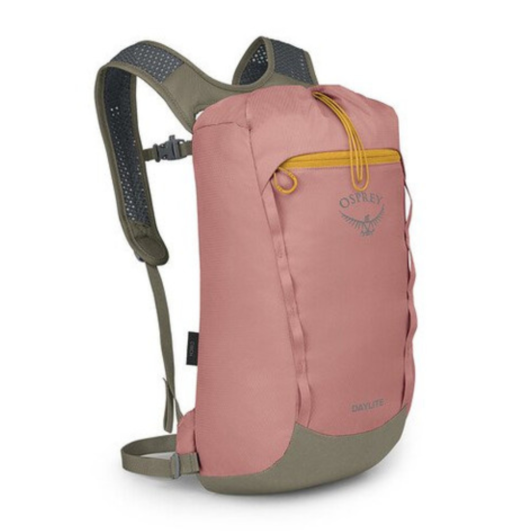 SAC À DOS OSPREY DAYLITE CINTRÉ couleur ASH BLUSH PINK/EARL GREY vu du sac à dos couleur vieux rose de face