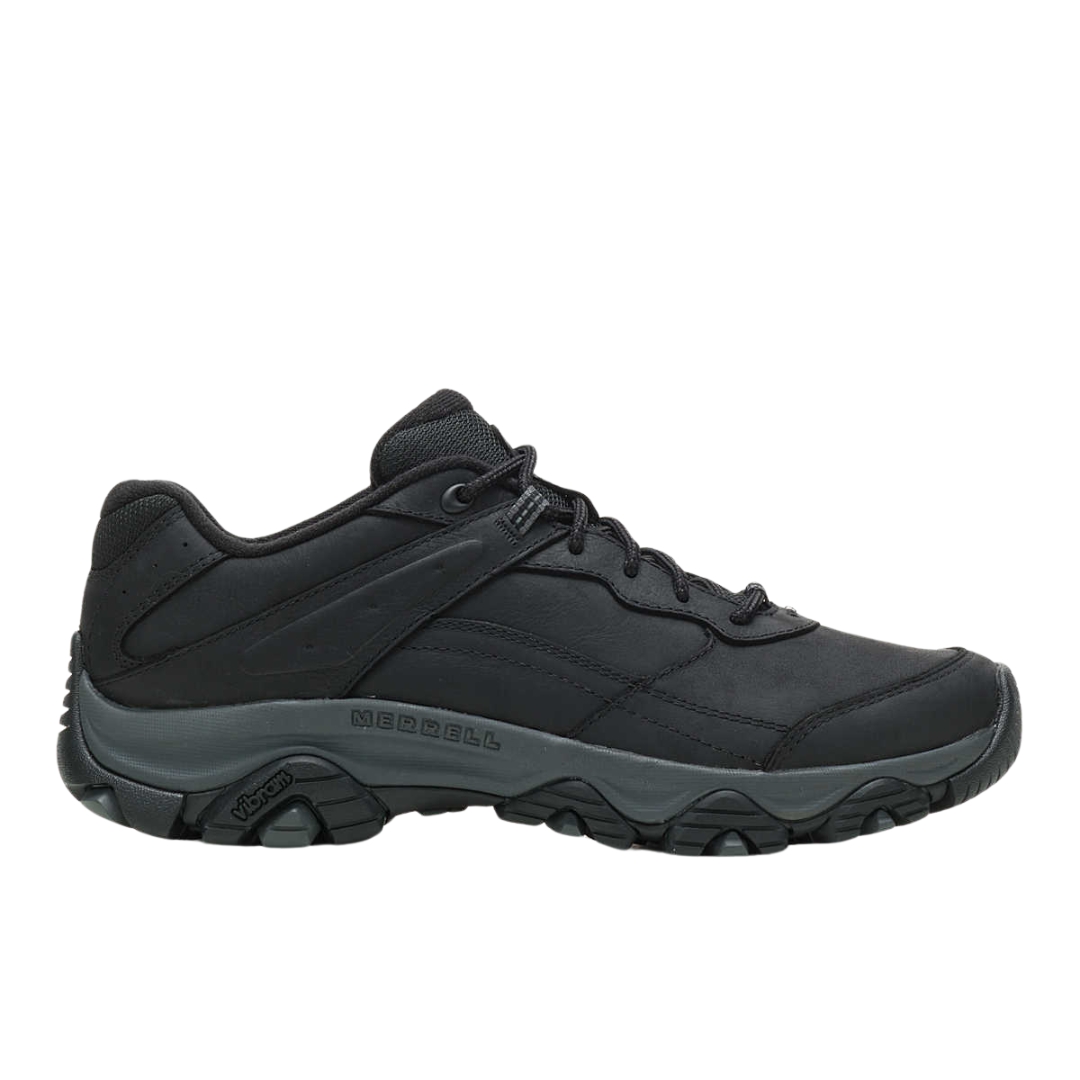 CHAUSSURE DE MARCHE MERRELL MOAB ADVENTURE 3 POUR HOMME coueur balck vu de la chaussure noire et grise de profil droit