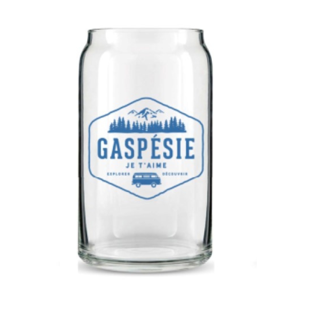 VERRE À BIÈRE GASPÉSIE JE T’AIME LOGO VAN COULEUR BLEU